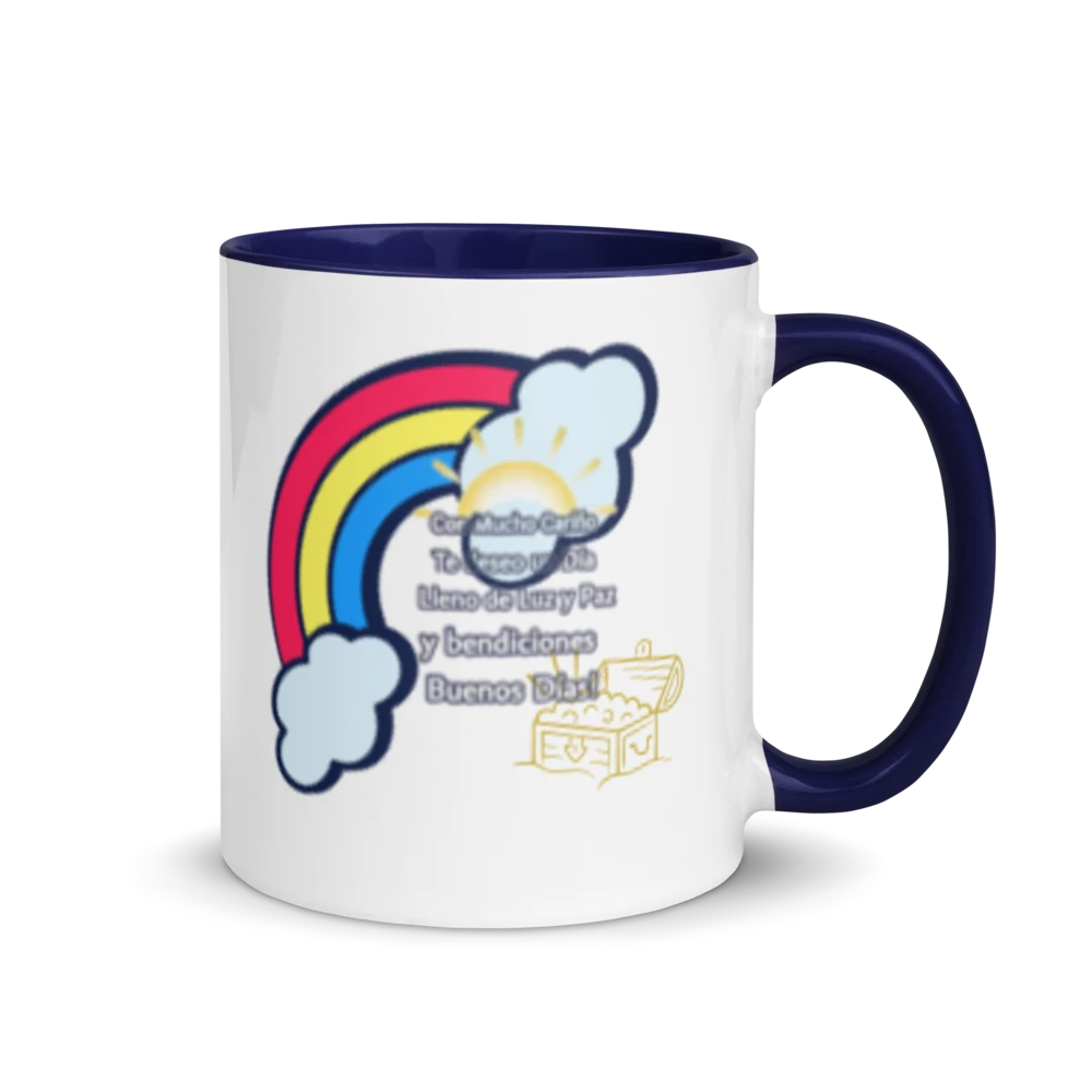 SPANISH - "Con mucho carino de deseo..." White Ceramic Mug with Color Inside