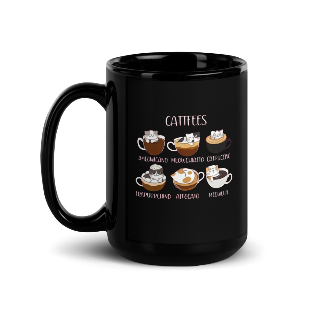 “Cattfees...”Black Glossy Mug