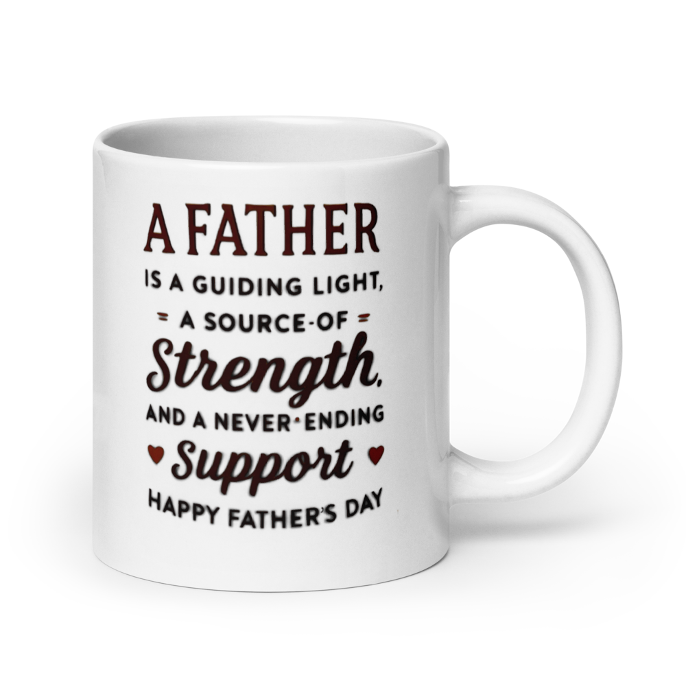 "A father is a guiding light, ..." White Glossy Mug