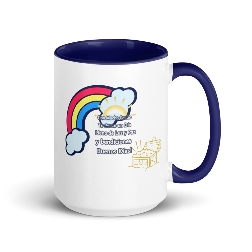 SPANISH - "Con mucho carino de deseo..." White Ceramic Mug with Color Inside