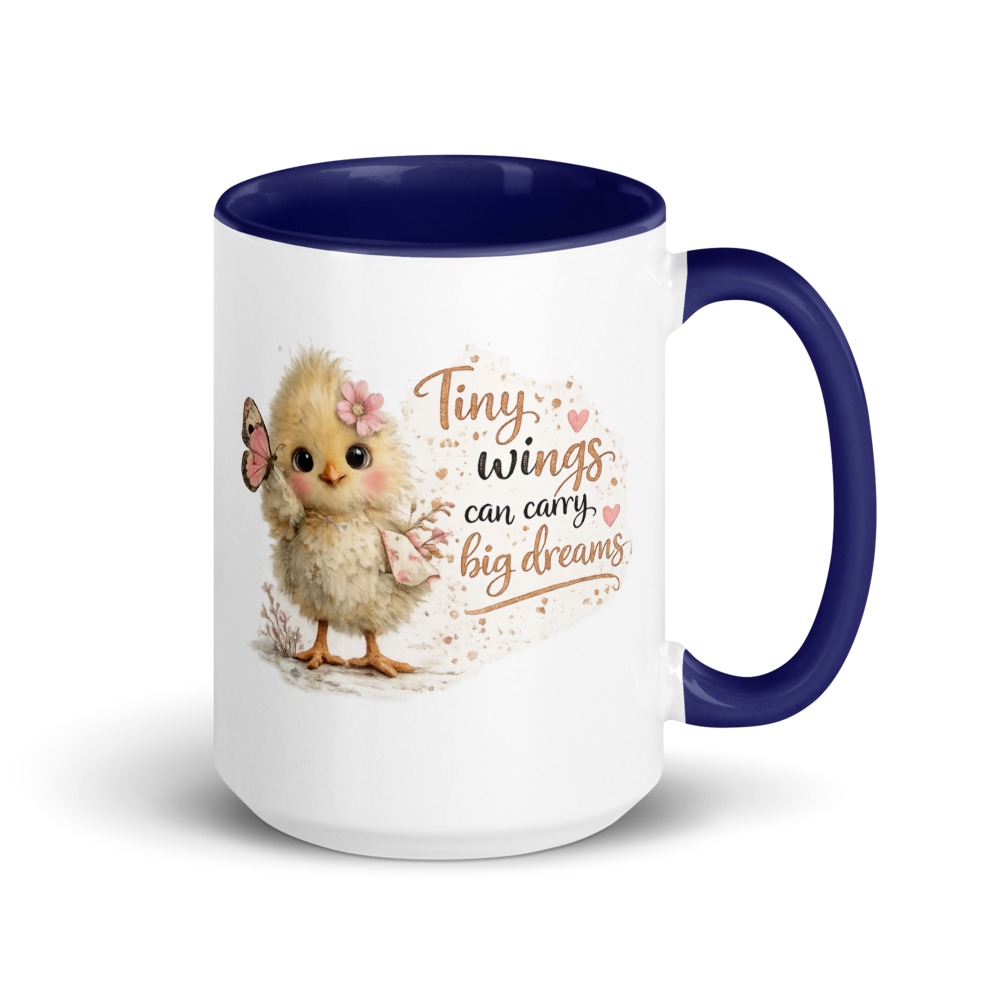 🦋 “Tiny Wings Can Carry Big Dreams” White Ceramic Mug with Color Inside