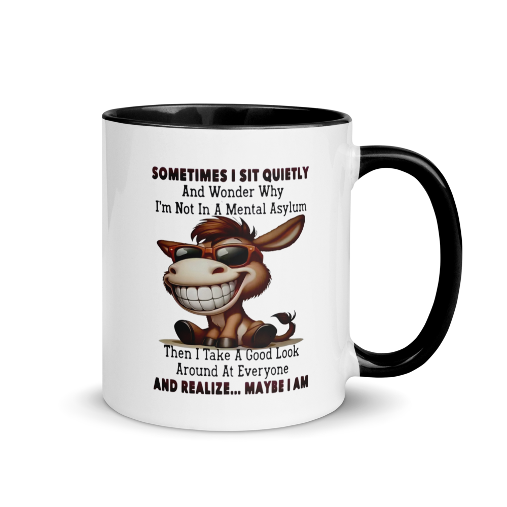 Donkey With Sunglasses White Ceramic Mug with Color Inside