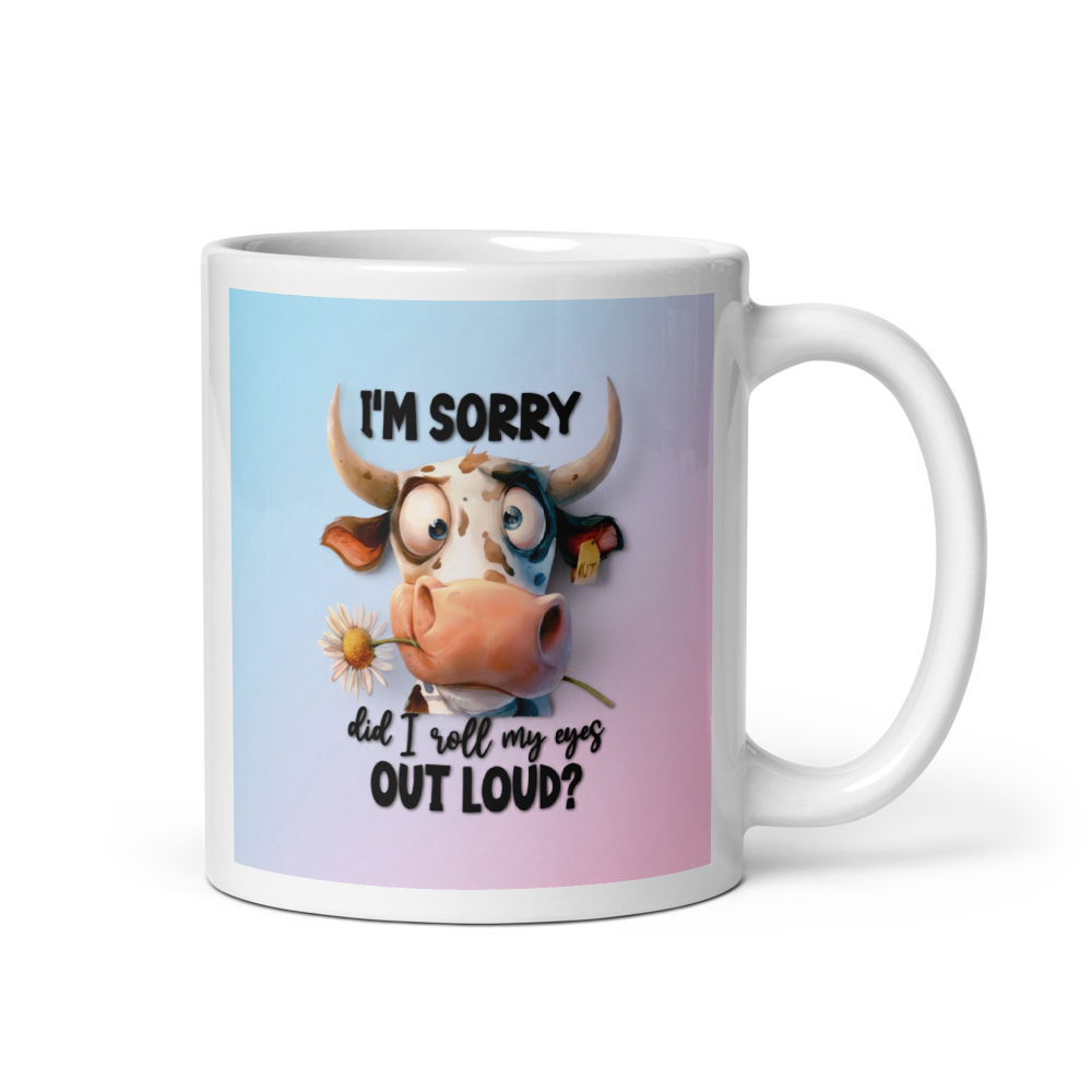 COW (2) - "I'M SORRY..." White Glossy Mug
