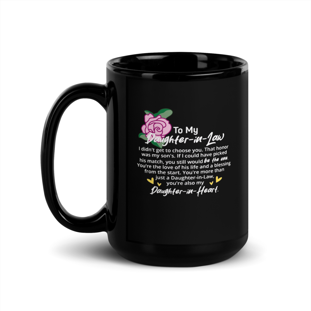 "Daughter-in-Law Love" Black Glossy Mug