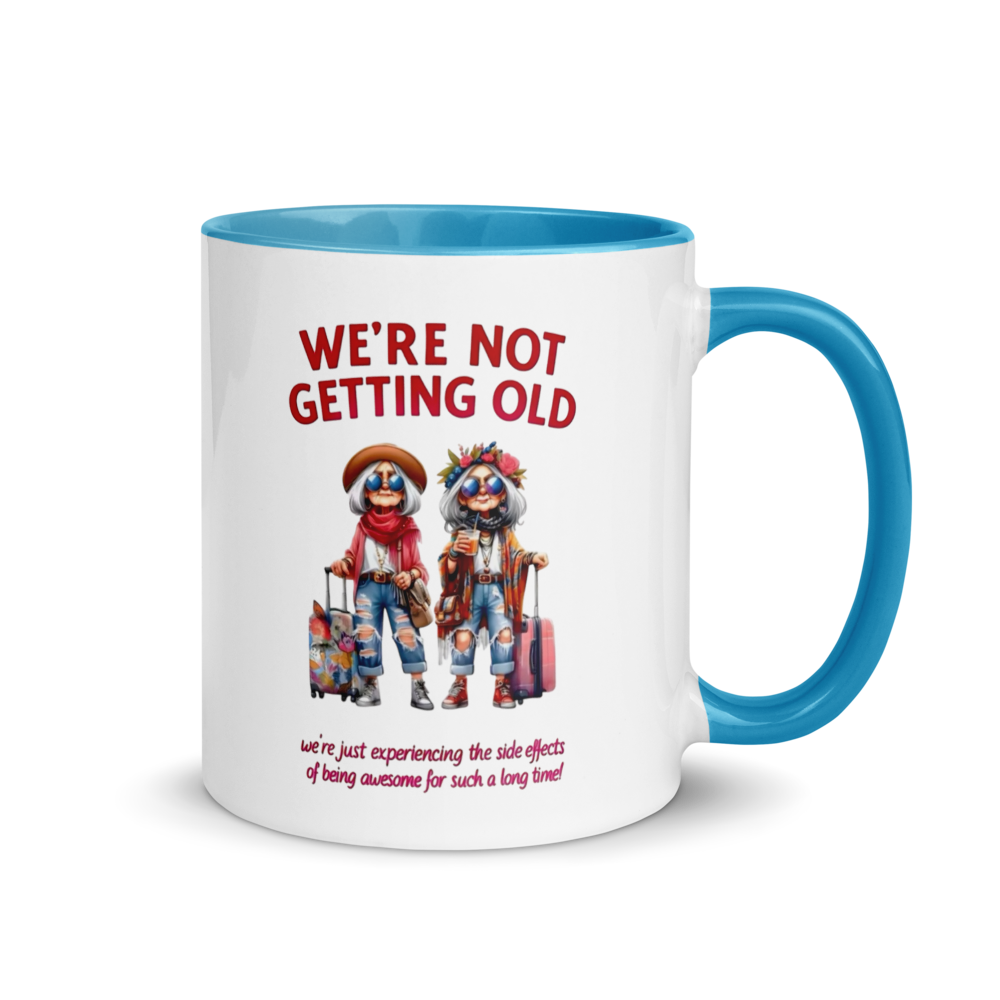 "Not Getting Old, Just Awesome" White Ceramic Mug with Color Inside