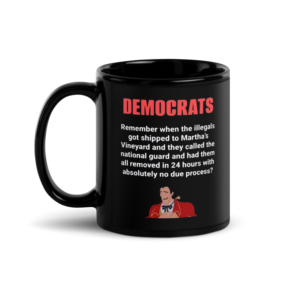 🖤“Democrats / Martha’s Vineyard” Quote Black Glossy Mug