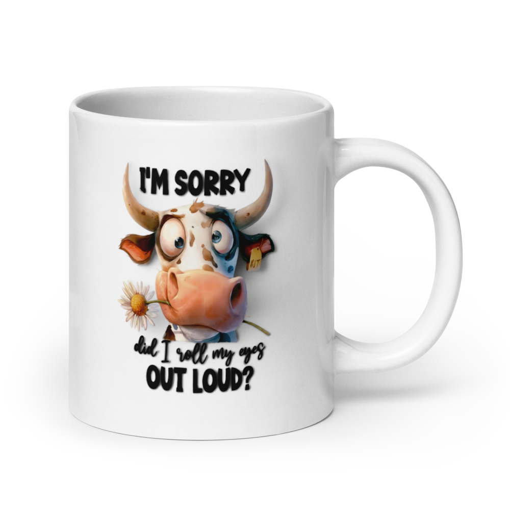 COW "I'M SORRY..." White Glossy Mug