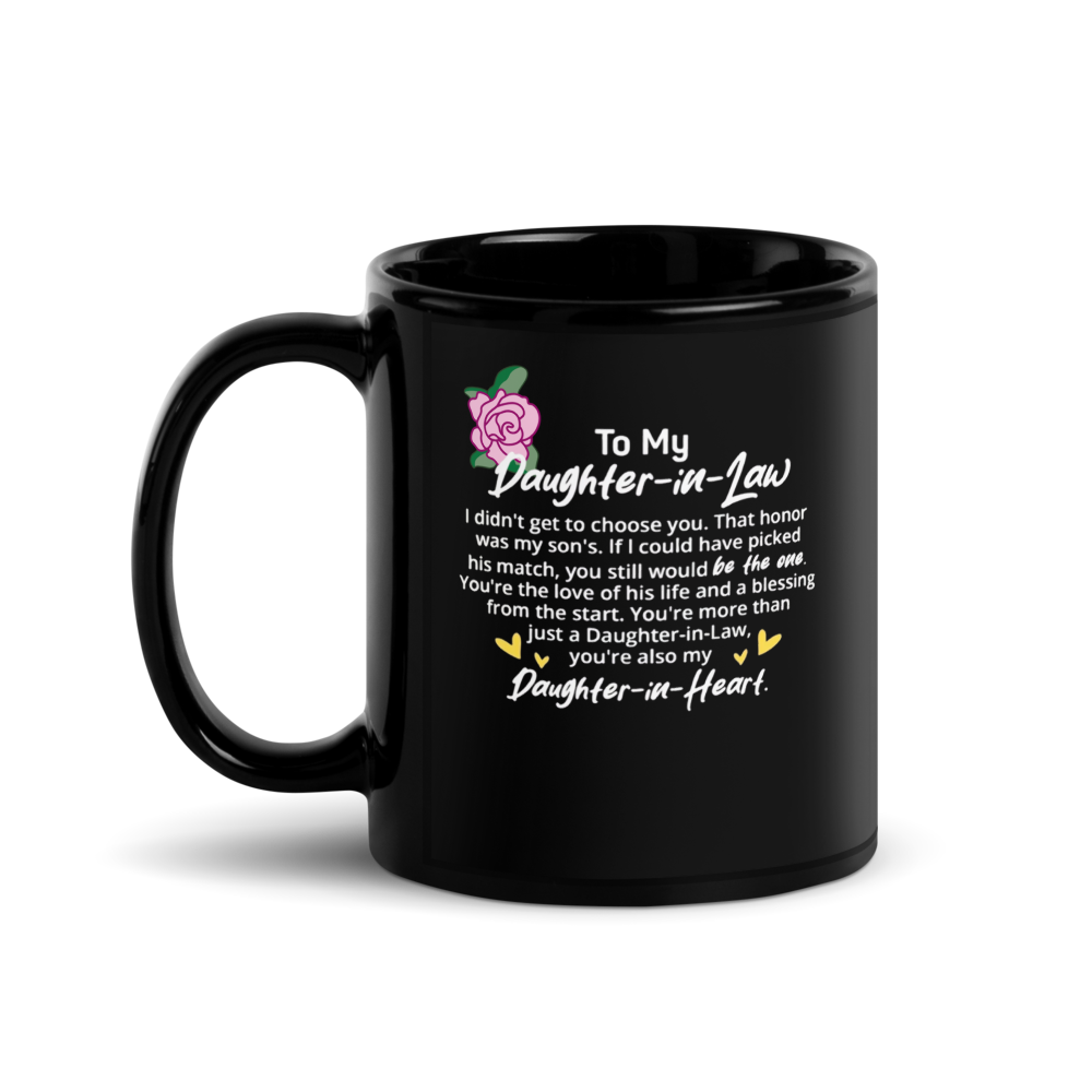 "Daughter-in-Law Love" Black Glossy Mug