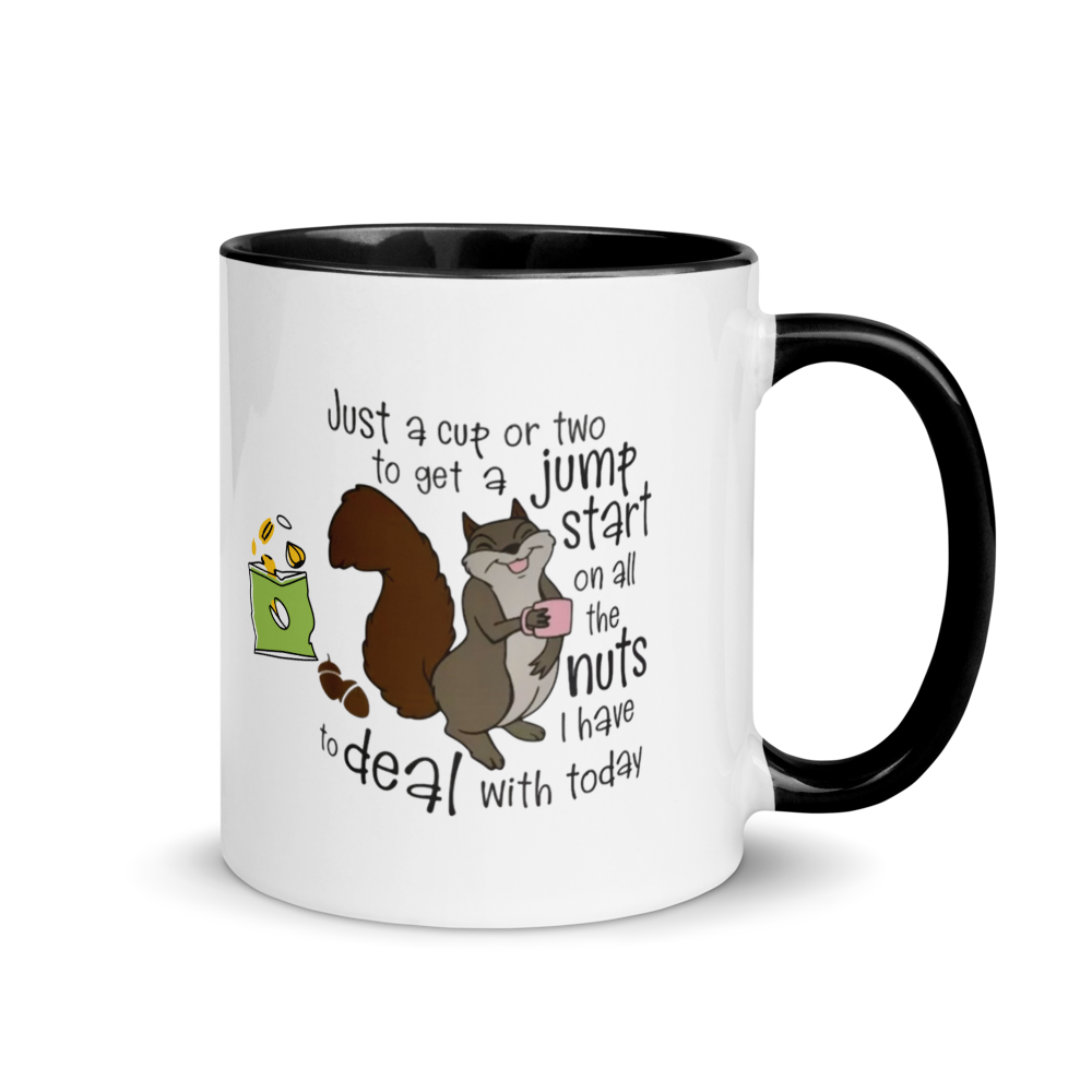 SQUIRREL "Just a cup ...on All the Nuts..." White Ceramic Mug with Color Inside