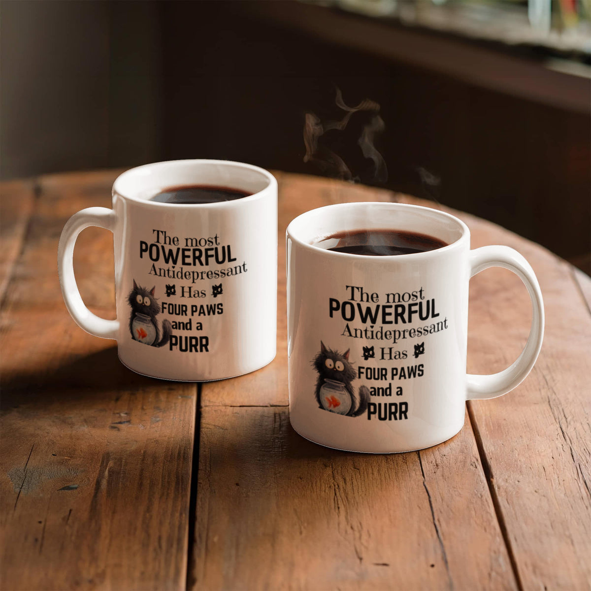 Funny Cat Antidepressant Mug with Four Paws and a Purr White mug