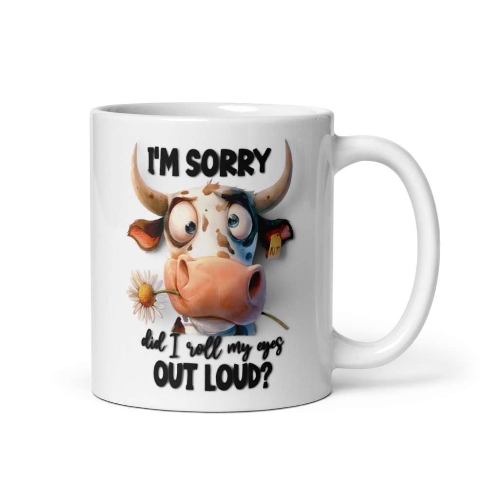COW "I'M SORRY..." White Glossy Mug