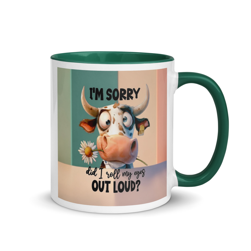 COW (3)"I'M SORRY..." White Ceramic Mug with Color Inside