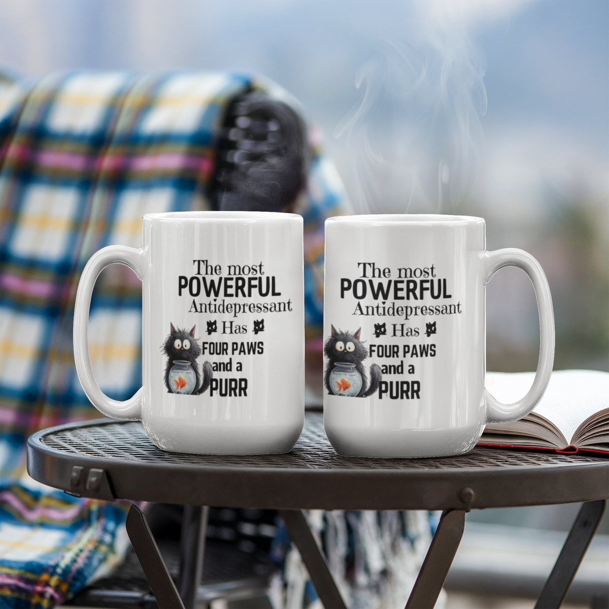 Funny Cat Antidepressant Mug with Four Paws and a Purr White mug
