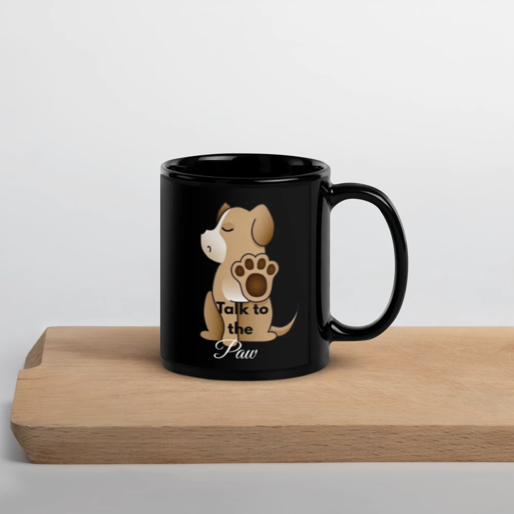 🐶"Talk to the Paw" Black Glossy Mug
