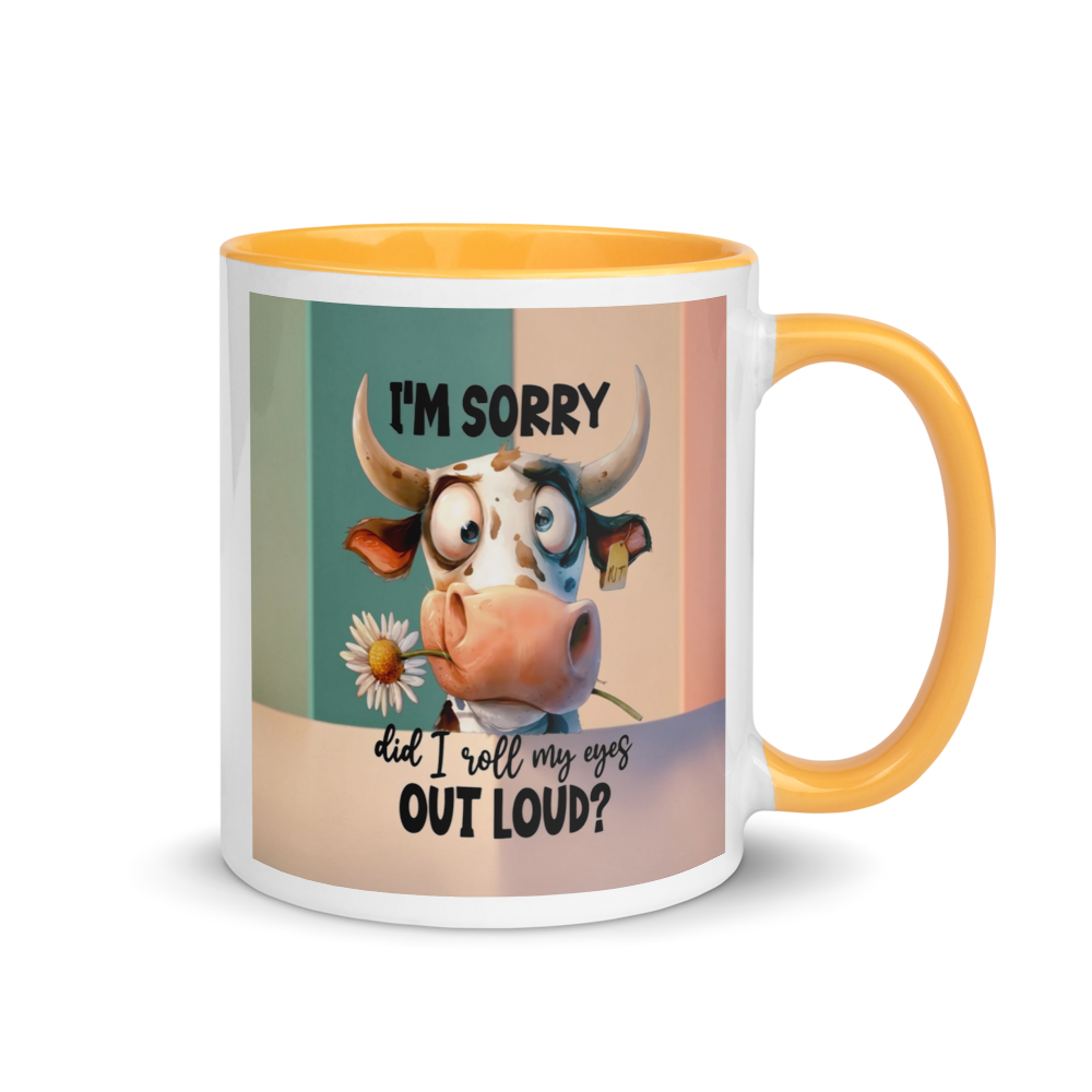 COW (3)"I'M SORRY..." White Ceramic Mug with Color Inside