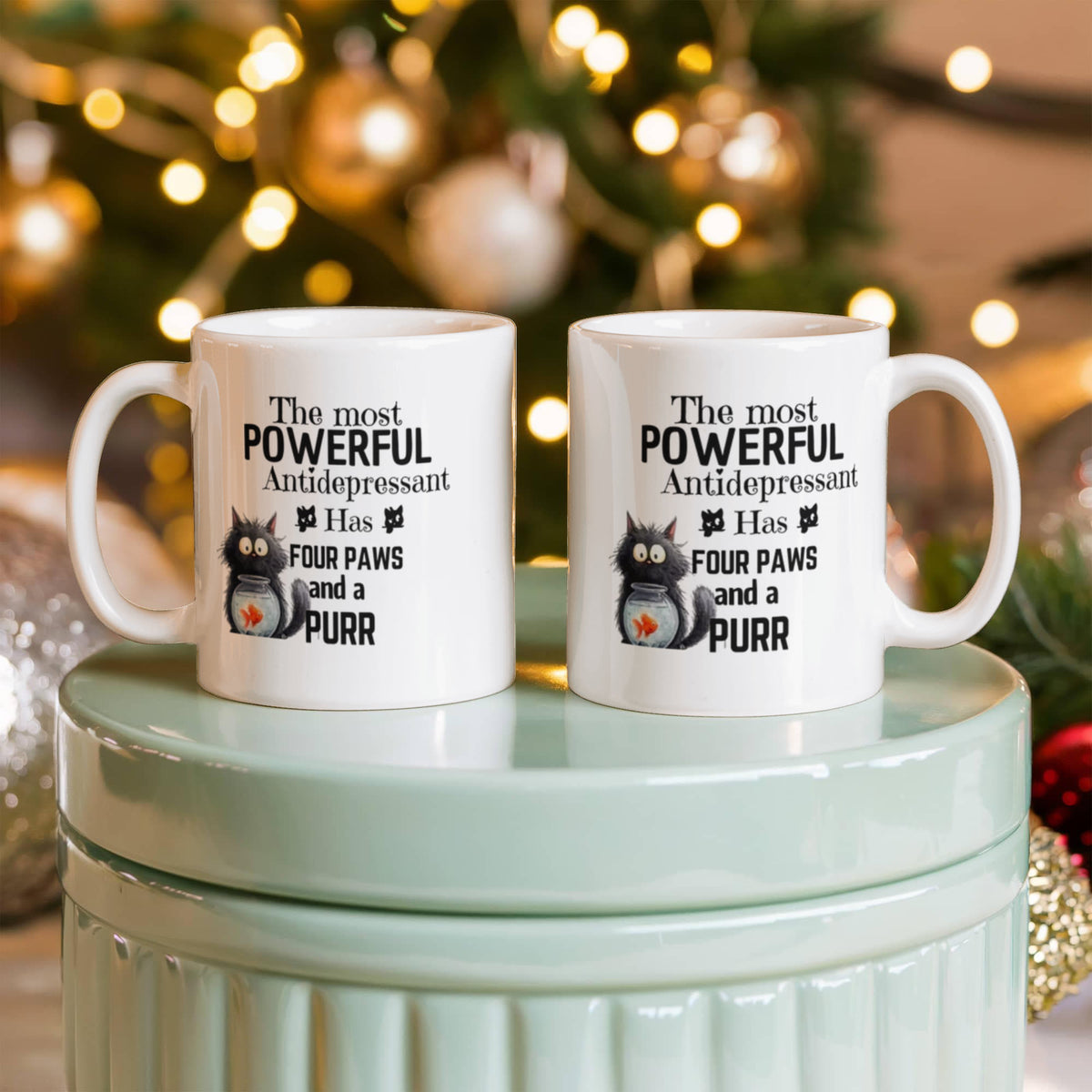 Funny Cat Antidepressant Mug with Four Paws and a Purr White mug