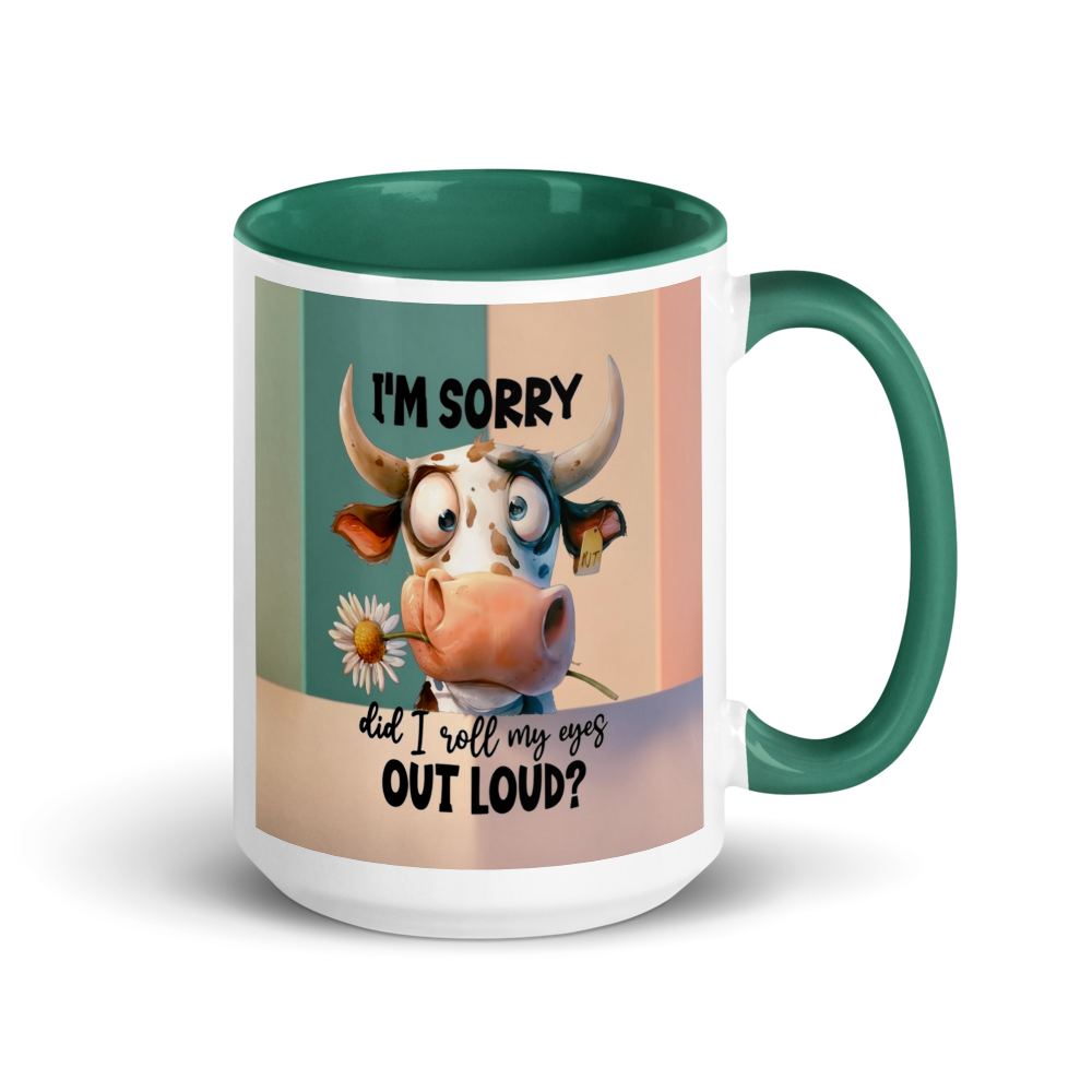 COW (3)"I'M SORRY..." White Ceramic Mug with Color Inside