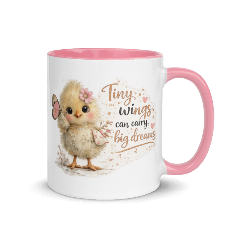 🦋 “Tiny Wings Can Carry Big Dreams” White Ceramic Mug with Color Inside