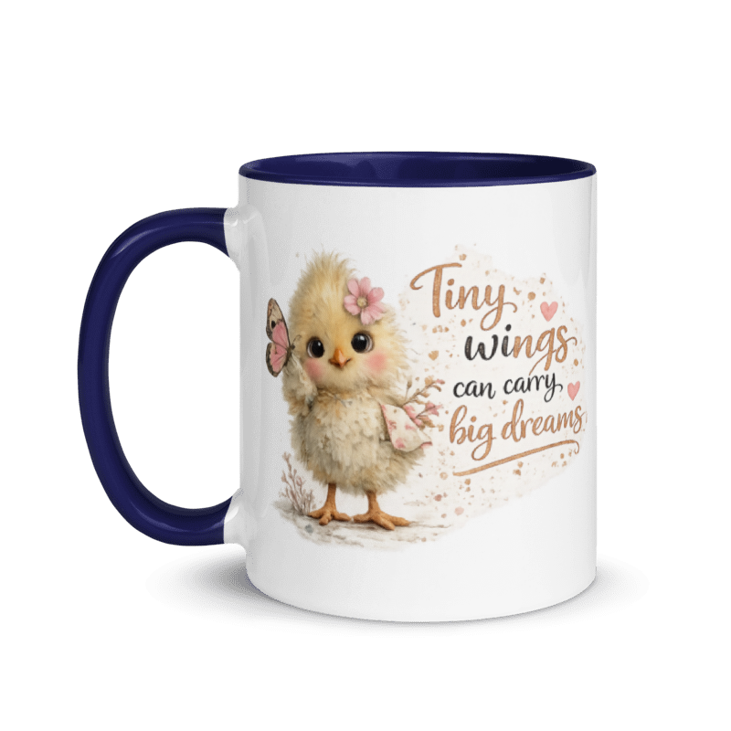 🦋 “Tiny Wings Can Carry Big Dreams” White Ceramic Mug with Color Inside