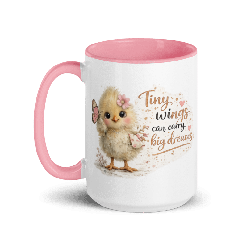 🦋 “Tiny Wings Can Carry Big Dreams” White Ceramic Mug with Color Inside