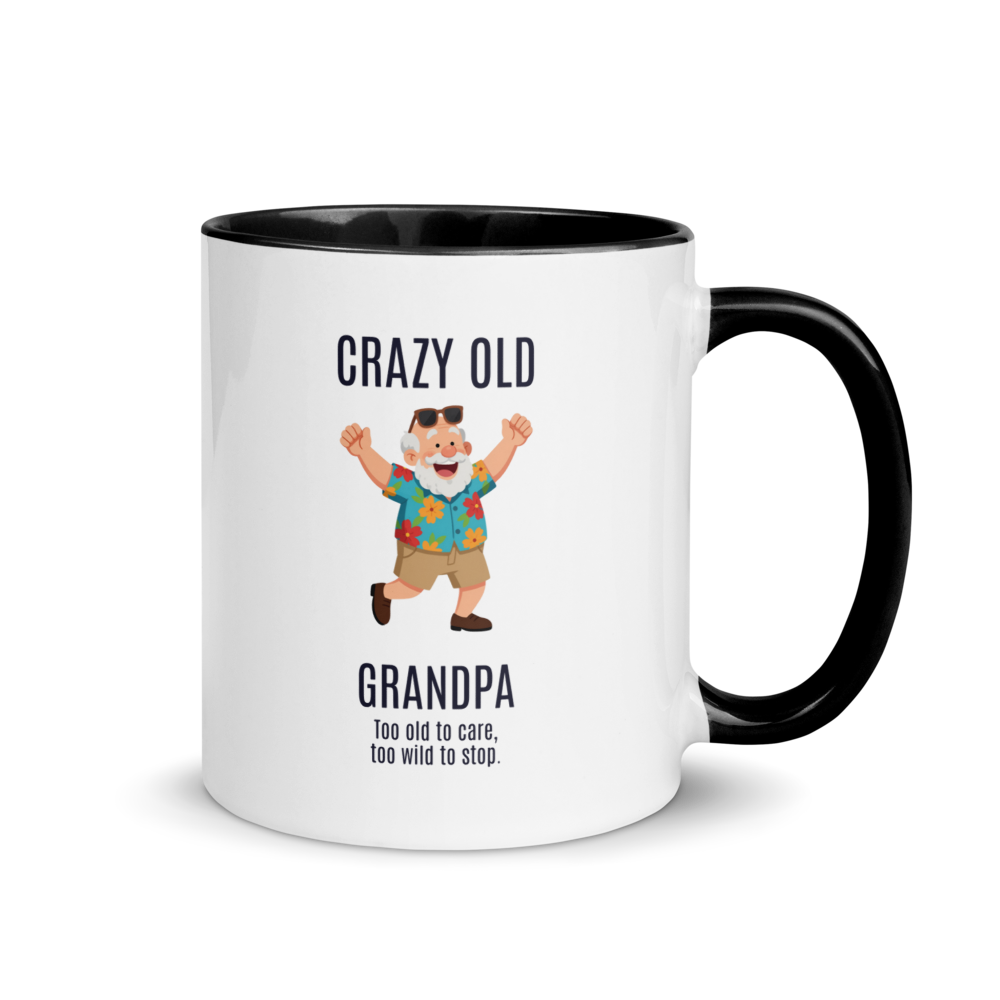 "CRAZY OLD GRANDPA..." White Ceramic Mug with Color Inside