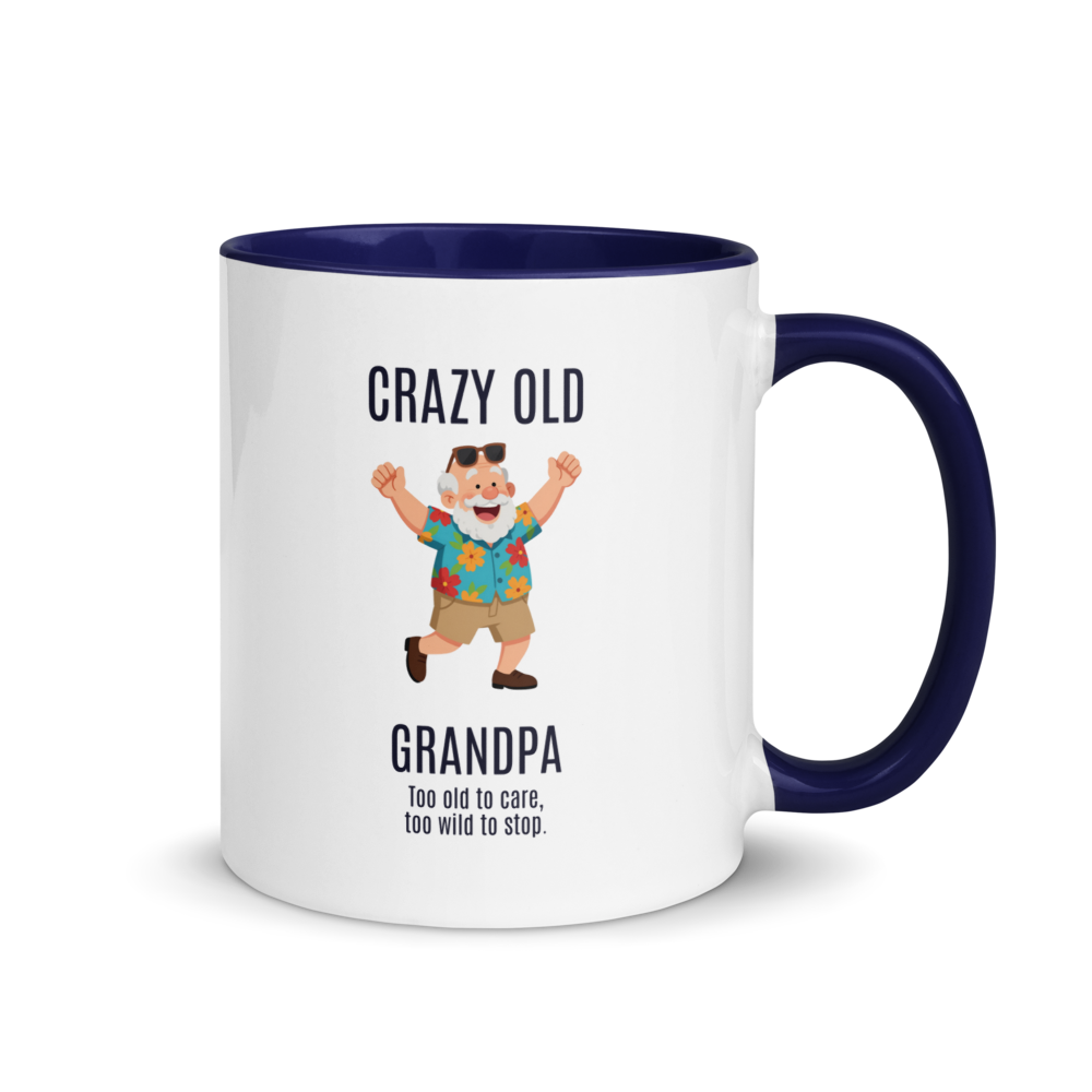"CRAZY OLD GRANDPA..." White Ceramic Mug with Color Inside