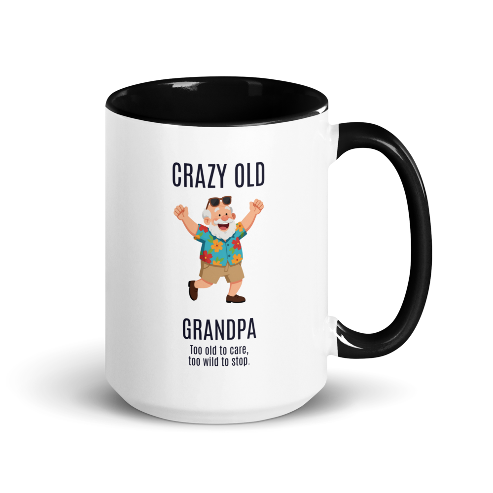 "CRAZY OLD GRANDPA..." White Ceramic Mug with Color Inside