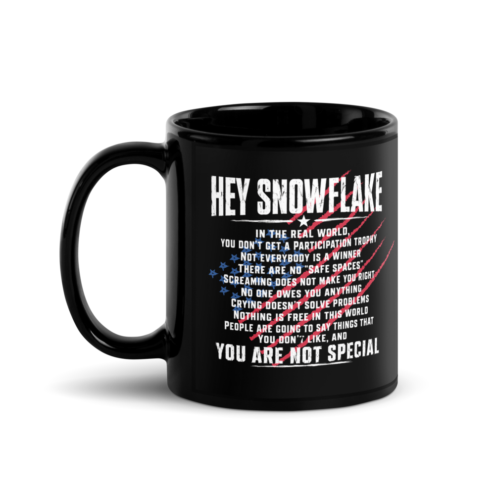 Black mug with white text 