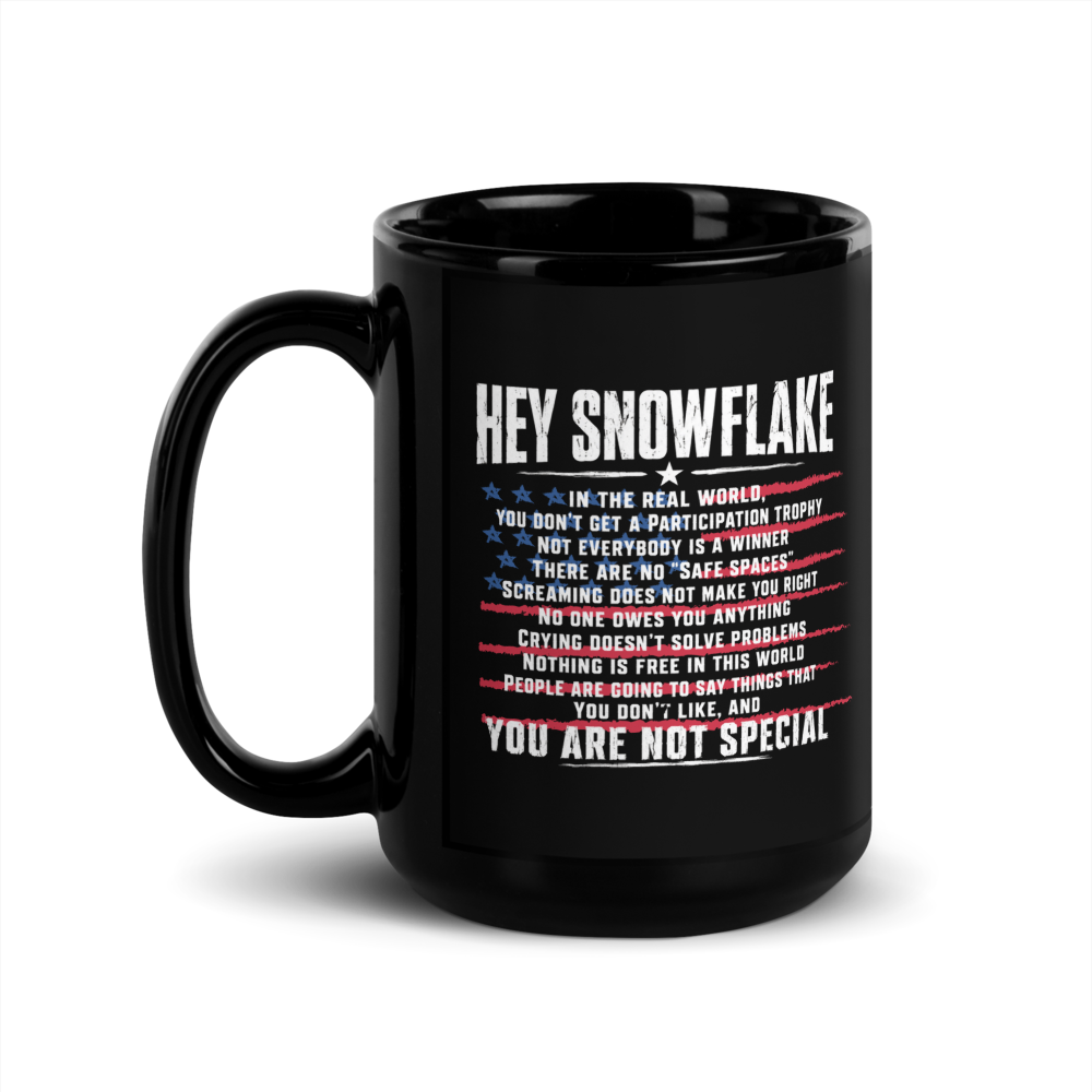 Black mug with white text 