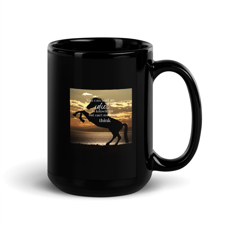 HORSE - "You can lead an idiot to knowledge..." Black Glossy Mug