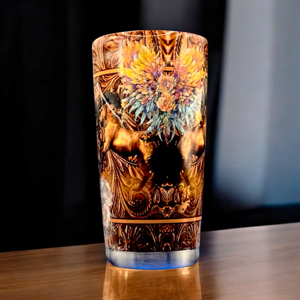 Themed Tumbler - Rustic floral horse Tumbler – 20 oz
