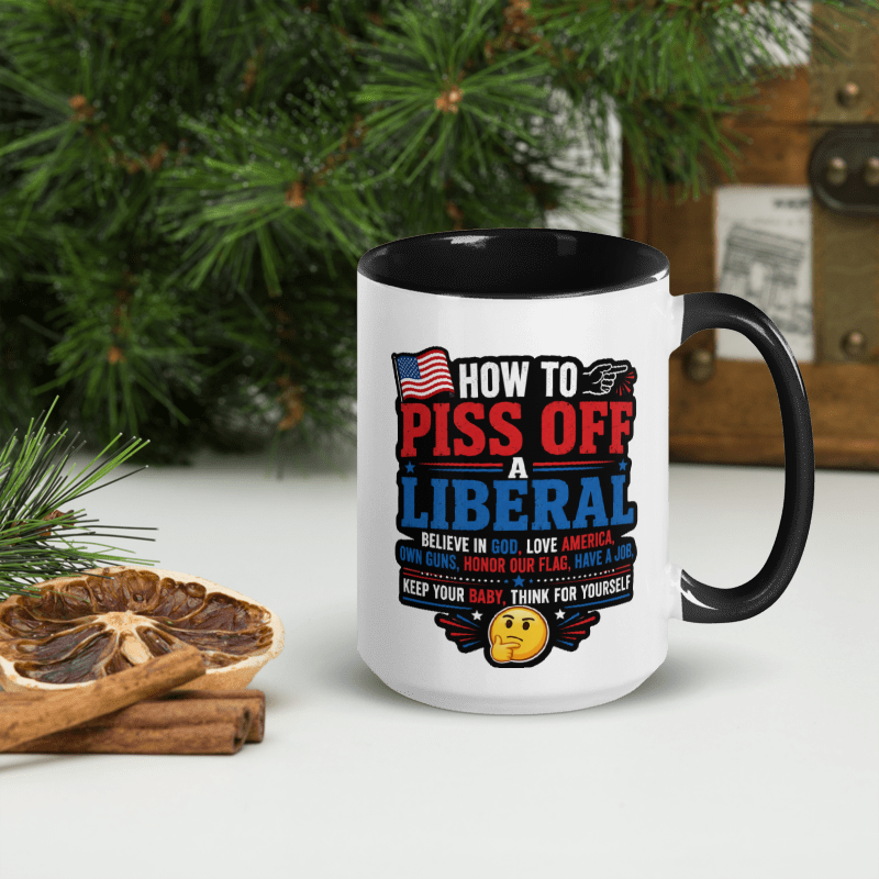🇺🇸Freedom & Patriotism Funny (2) White Ceramic Mug with Color Inside