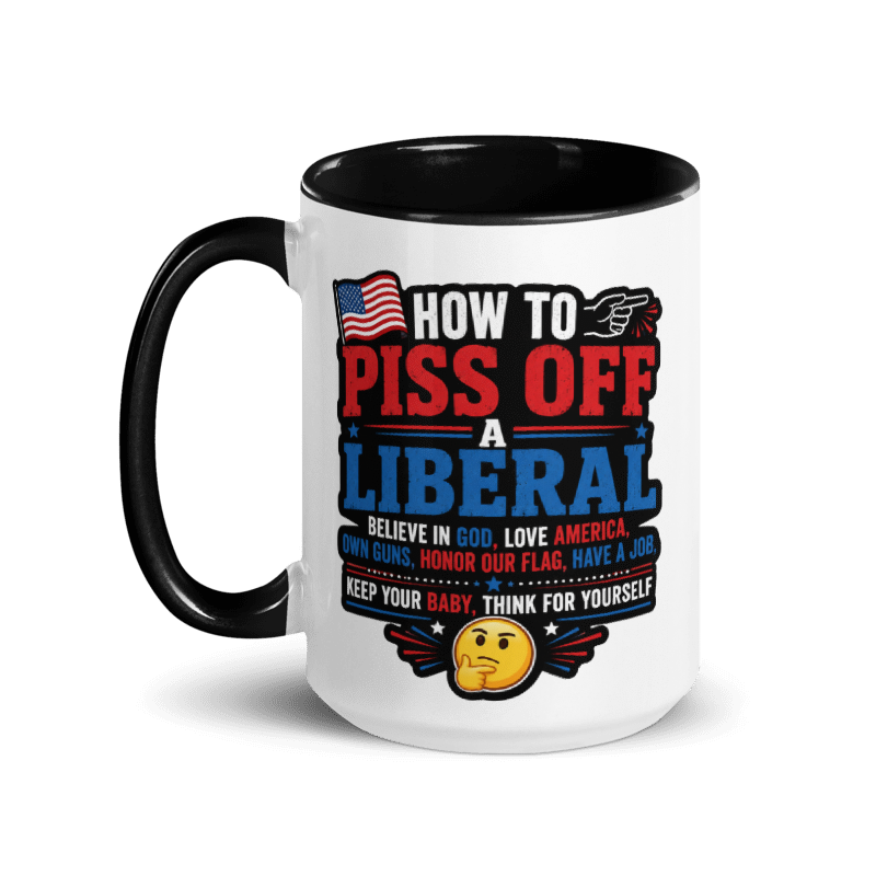 🇺🇸Freedom & Patriotism Funny (2) White Ceramic Mug with Color Inside