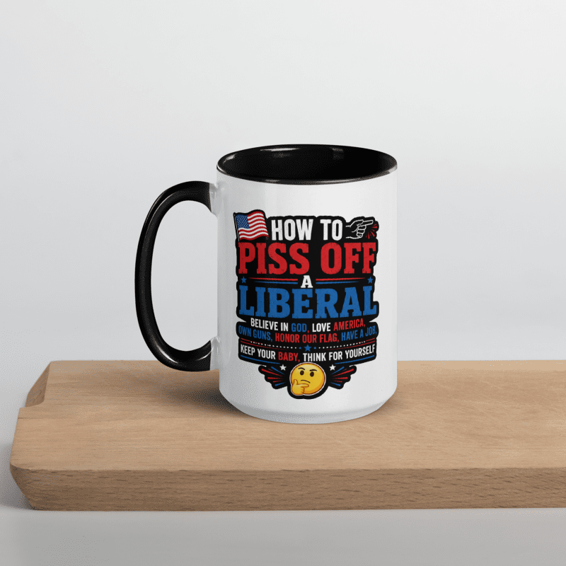 🇺🇸Freedom & Patriotism Funny (2) White Ceramic Mug with Color Inside