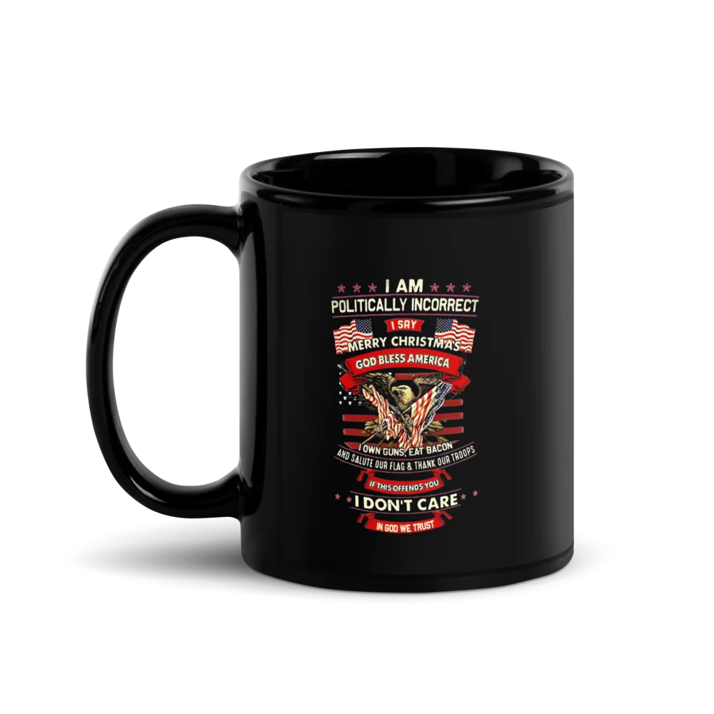 Black mug with a political graphic design