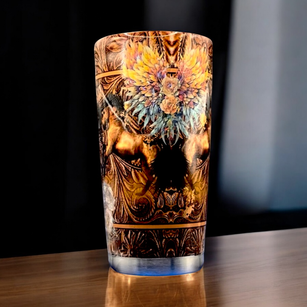 Themed Tumbler - Rustic floral horse Tumbler – 20 oz