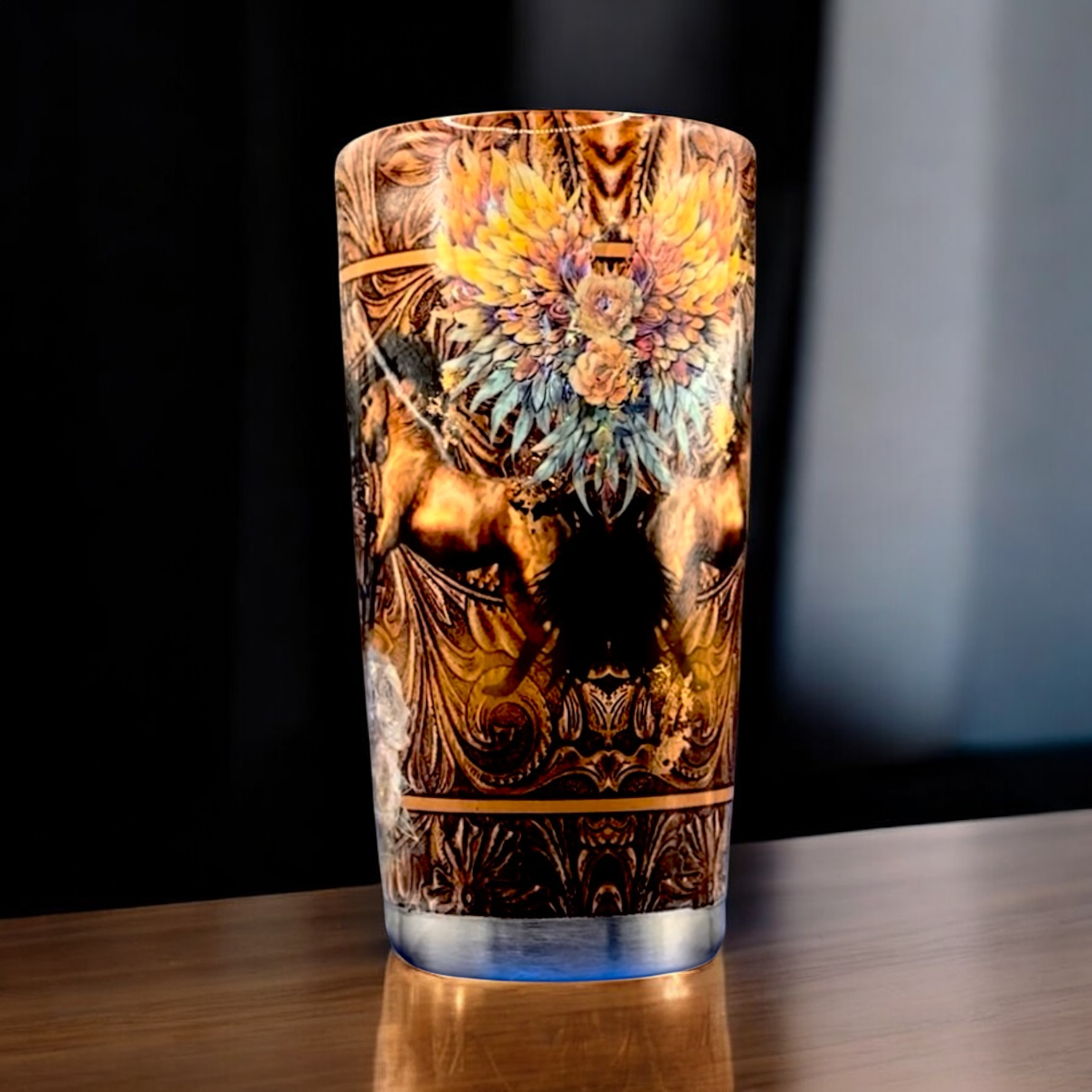 Themed Tumbler - Rustic floral horse Tumbler – 20 oz