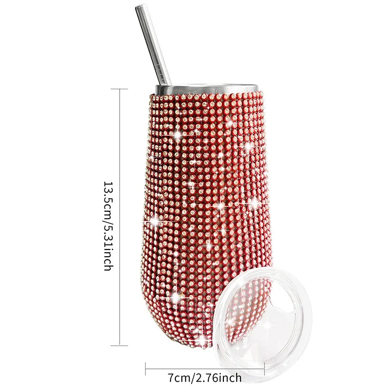 ✨Rhinestone Drinkware - Wine Cup w/ Straw - 6 oz