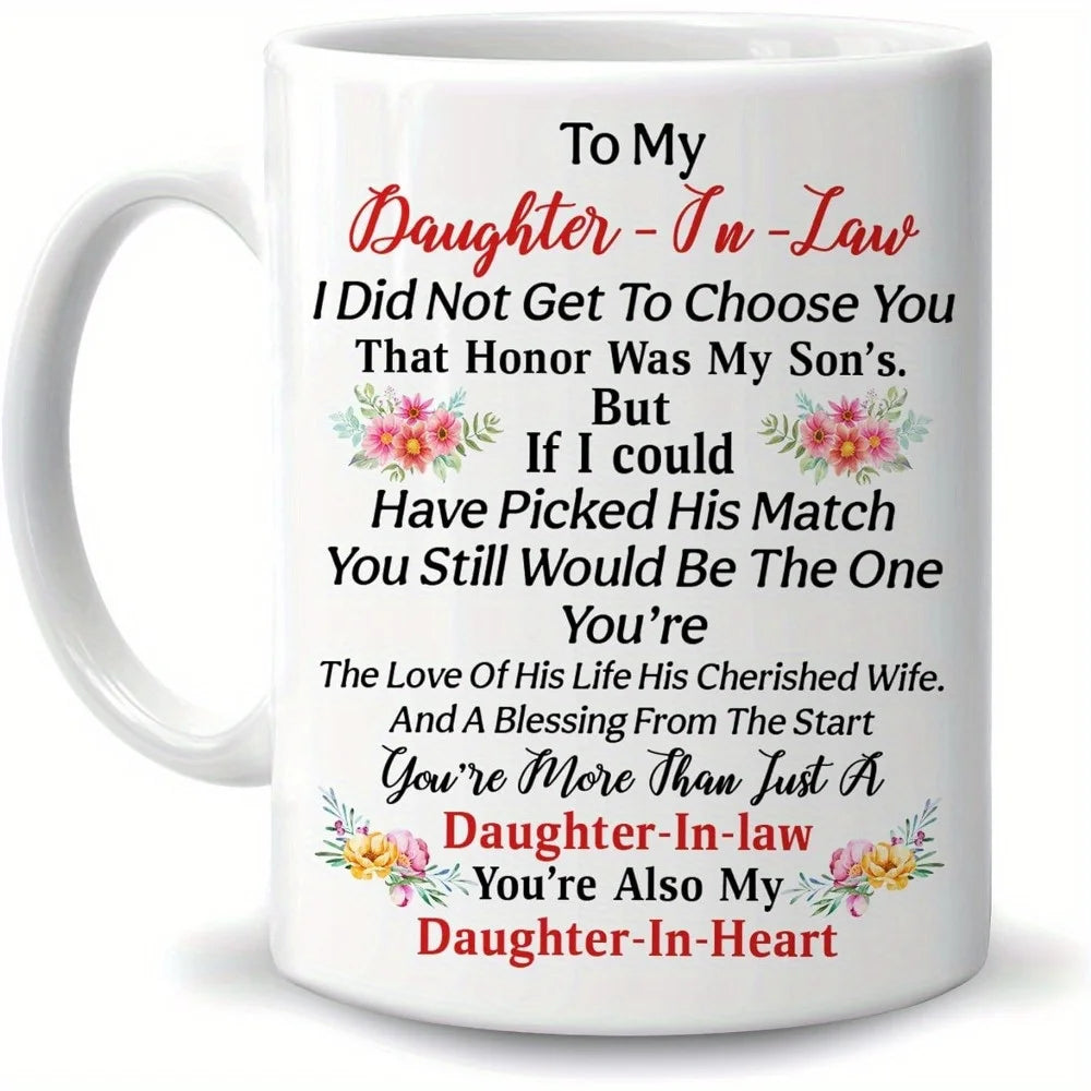 ✨Seasonal Or Uplifting Sips - White with Thank You Flower Design Daughter-In-Law Gift