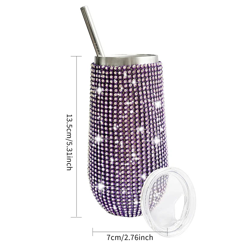 ✨Rhinestone Drinkware - Wine Cup w/ Straw - 6 oz
