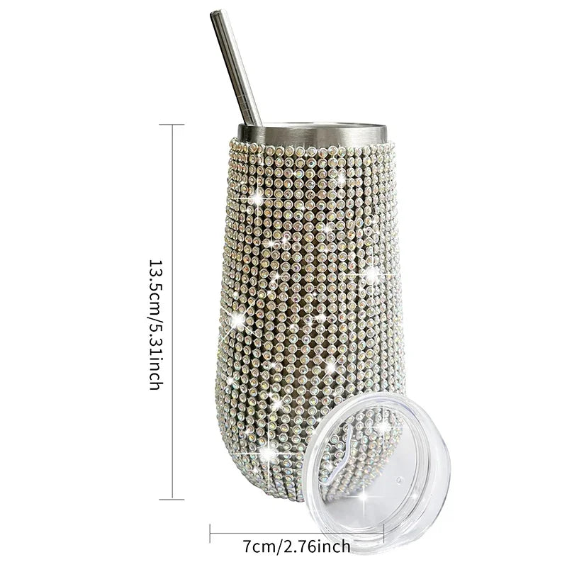 ✨Rhinestone Drinkware - Wine Cup w/ Straw - 6 oz