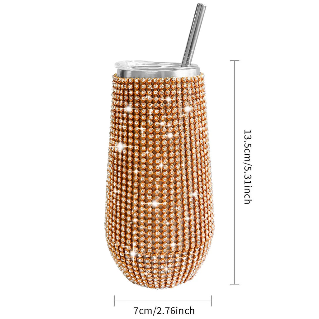 ✨Rhinestone Drinkware - Wine Cup w/ Straw - 6 oz