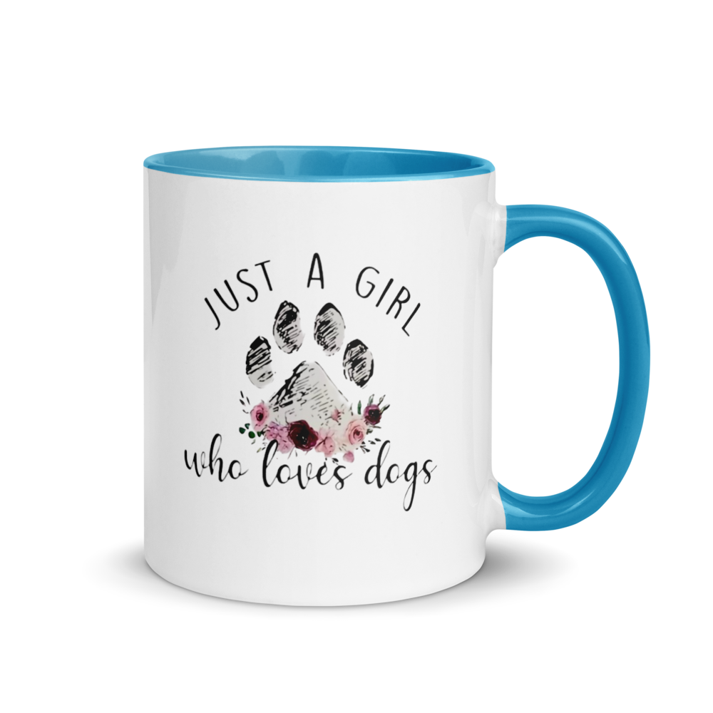 "Just a Girl Who Loves Dogs" White Ceramic Mug with Color Inside