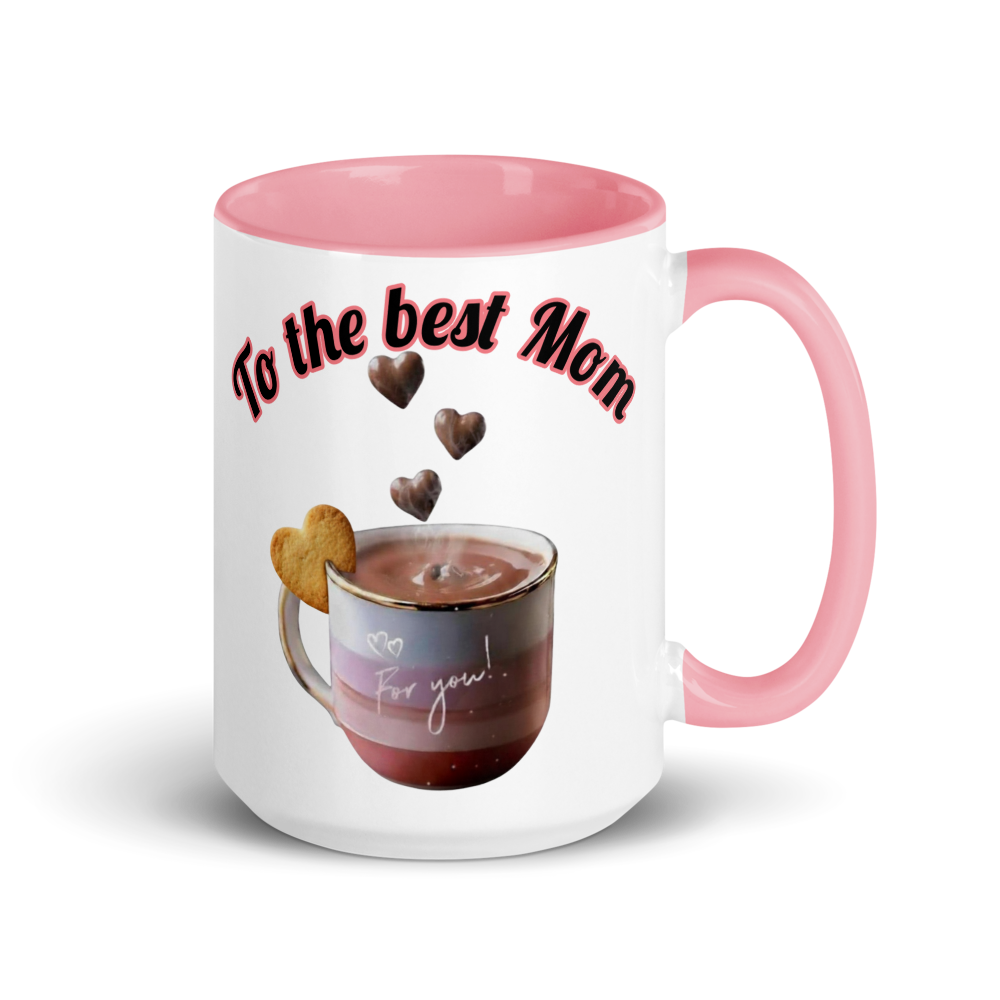 💖 “To the Best Mom” White Ceramic Mug with Color Inside