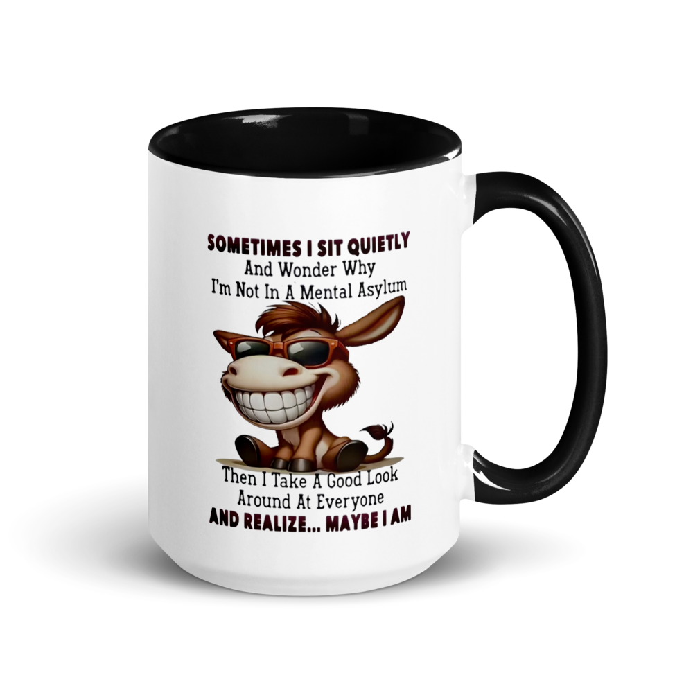 Donkey With Sunglasses White Ceramic Mug with Color Inside