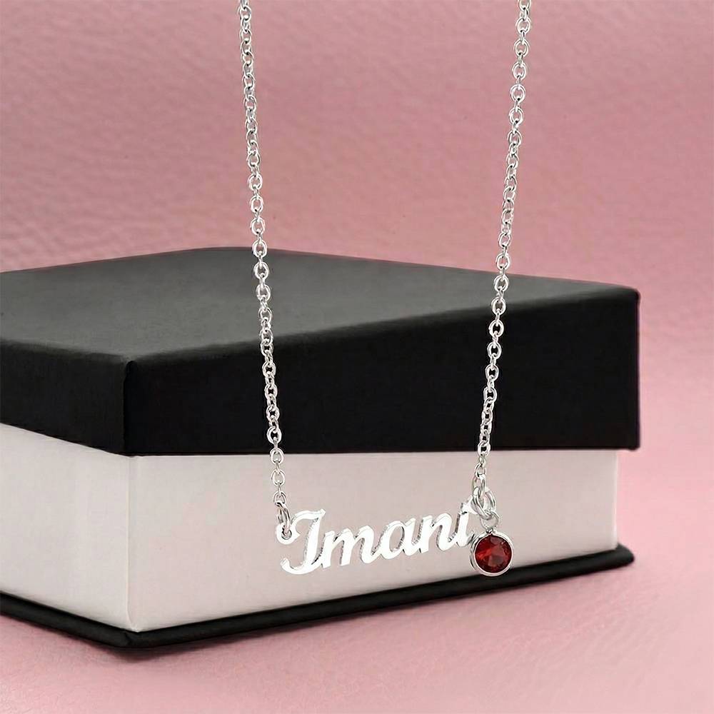 Silver birthstone on a standard box