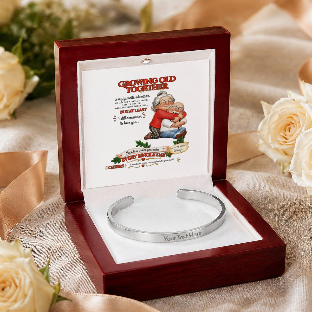 Custom Engraved Cuff bracelet (Romance)