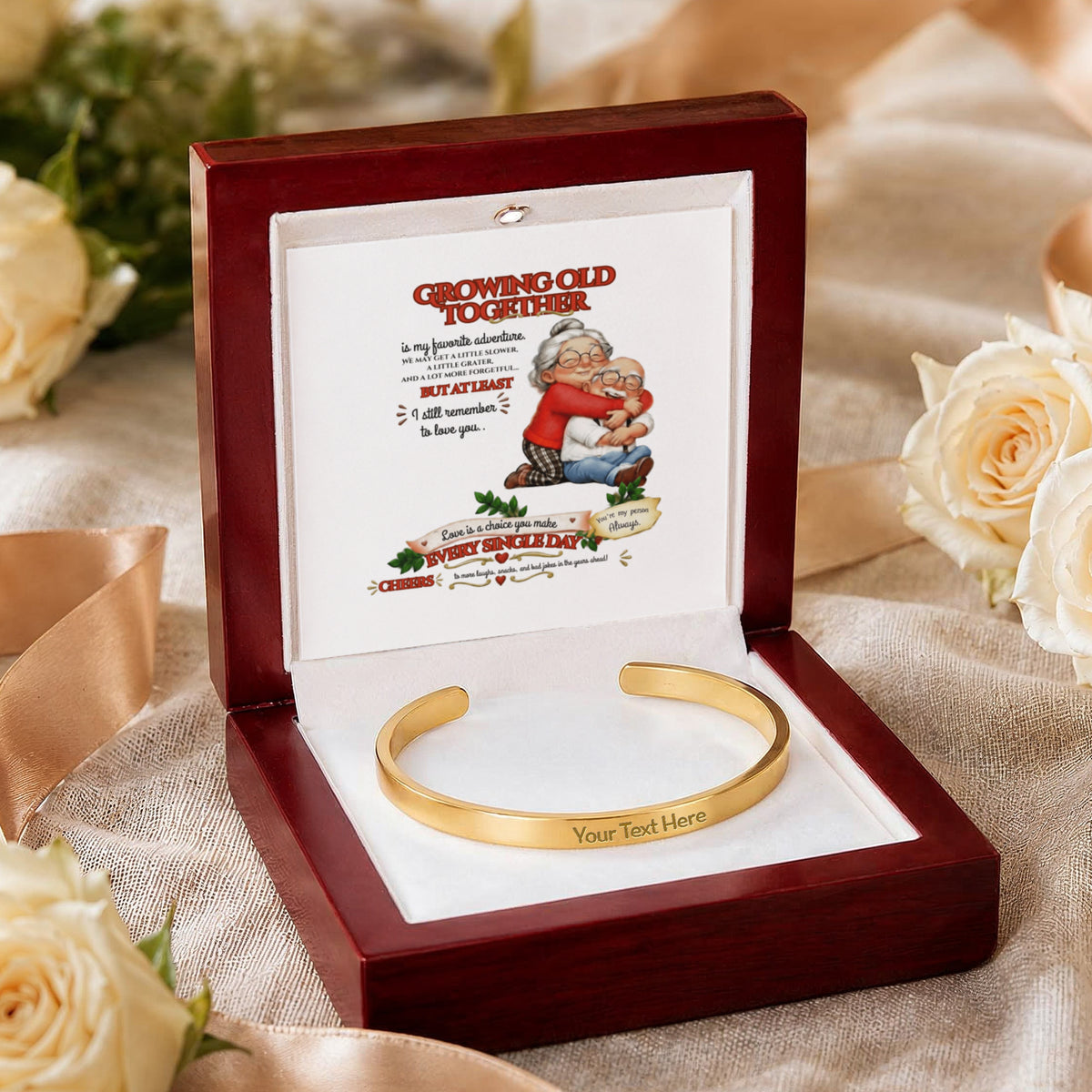 Custom Engraved Cuff bracelet (Romance)
