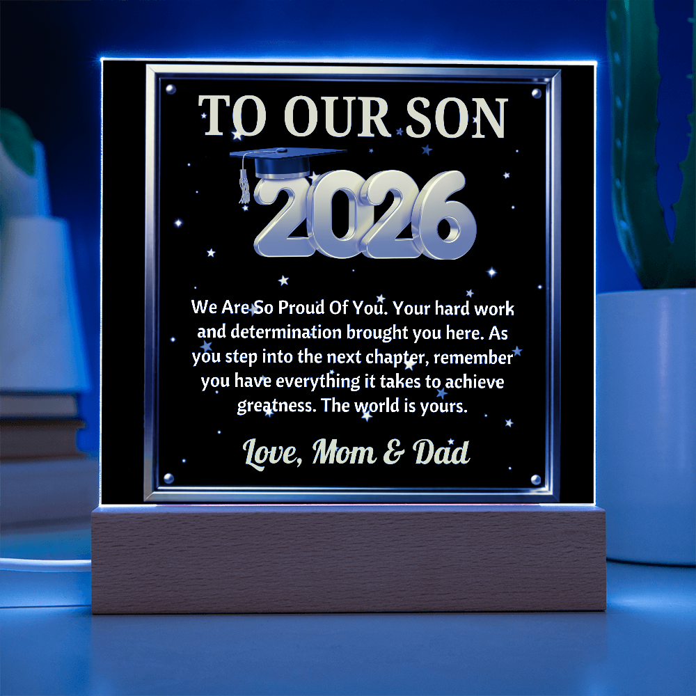 GRADUATION - Square Acrylic Plaque (TO OUR SON)