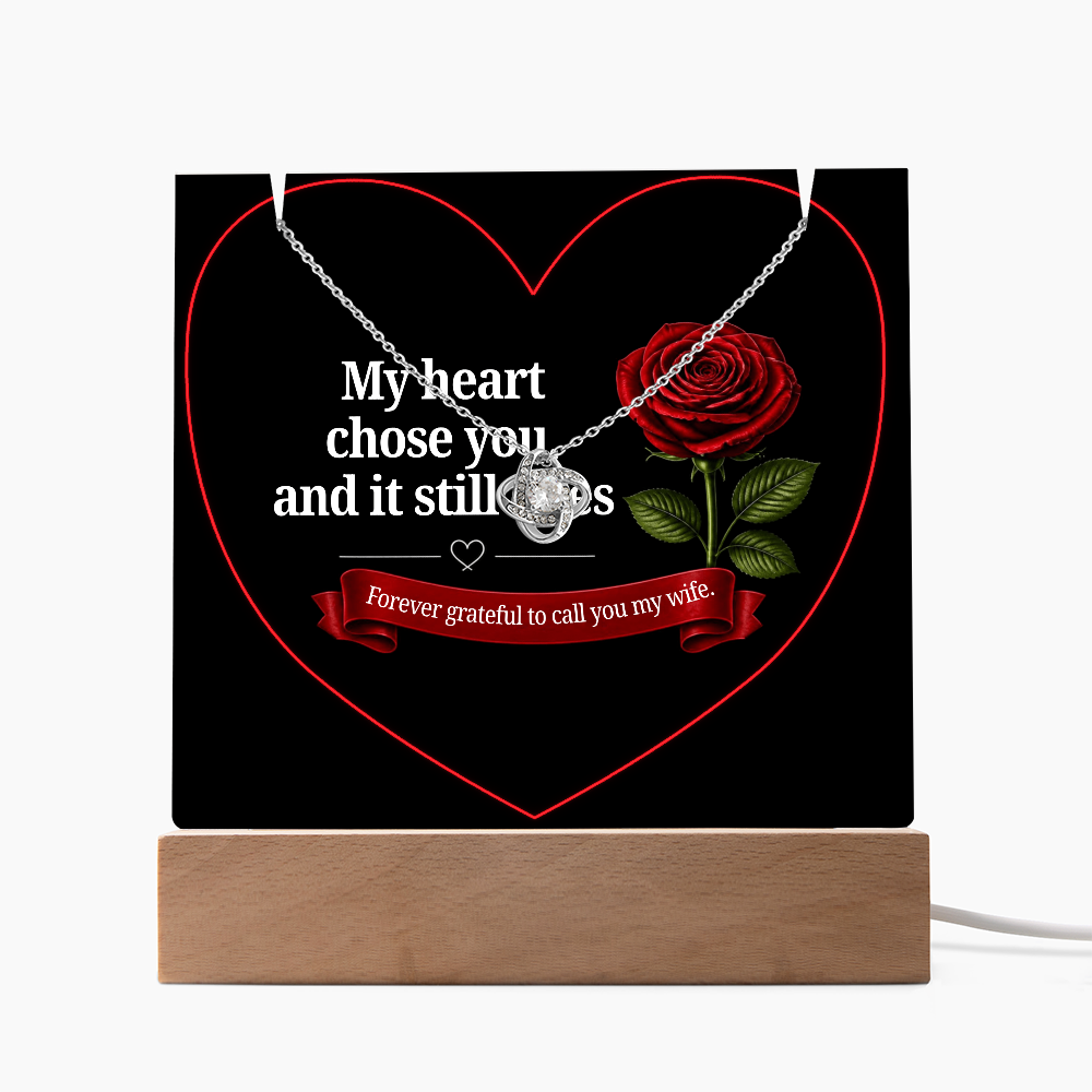 Keepsake Acrylic with Love Knot necklace bundle - WIFE